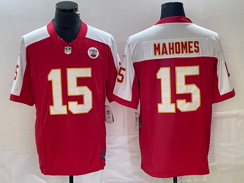 Men Kansas City Chiefs 15 Mahomes Red 2023 Nike Vapor Limited NFL Jersey style 2